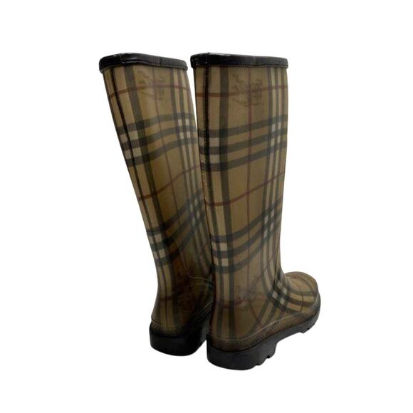 Burberry Nova Check Rain Boots Sz 38 Plaid Rubber Festival Equestrian Preppy - Picture 4 of 6